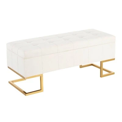 41" Midas Glam Storage Bench - LumiSource Steel/velvet Gold/white 14 41" Midas Glam Storage Bench - LumiSource Steel/velvet Gold/white – Image 12