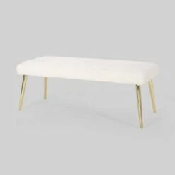 Capernaum Faux Fur Bench - Christopher Knight Home White -Ottomans Official Shop unnamed file 1225