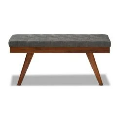 Alona Medium Wood Dining Bench Gray - Baxton Studio