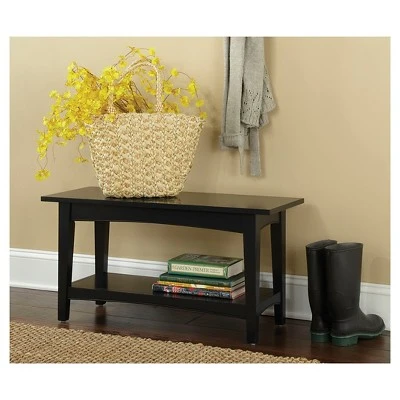 Alaterre Furniture Cottage Bench with Shelf - Alaterre Black 3 Alaterre Furniture Cottage Bench with Shelf - Alaterre Black