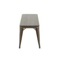 42" Oregon Industrial and Farmhouse Backless Bench Metal and Steel - LumiSource Vintage White/espresso