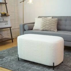 32" Modern Decorative Bench with Metal Base - WOVENBYRD Gray -Ottomans Official Shop unnamed file 1310