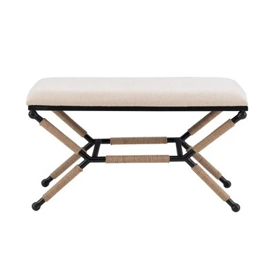 Pascoe Campaign Bench - Linon Linen 4 Pascoe Campaign Bench - Linon Linen – Image 2