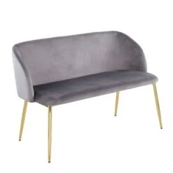 46" Fran Glam Bench - LumiSource Steel/velvet Gold/black -Ottomans Official Shop unnamed file 1353