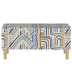 Storage Bench Rainbow Strokes Ochre - Skyline Furniture