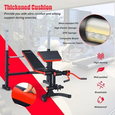 Costway Multi-function Adjustable Olympic Weight Bench W/Preacher Curl Home Gym Training 6 Costway Multi-function Adjustable Olympic Weight Bench W/Preacher Curl Home Gym Training – Image 4