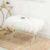 26" Faux Fur Upholstered Bench with Acrylic X Leg White - Glitzhome -Ottomans Official Shop unnamed file 1436