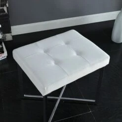 Julia Vanity Bench White/Chrome - Carolina Chair & Table -Ottomans Official Shop unnamed file 1442