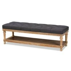 Linda Linen Fabric Upholstered Washed Wood Storage Bench - Baxton Studio Gray -Ottomans Official Shop unnamed file 1468
