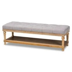 Linda Linen Fabric Upholstered Washed Wood Storage Bench - Baxton Studio Gray -Ottomans Official Shop unnamed file 1469