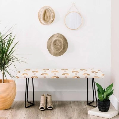 Little Arrow Design Co Aria Orange Geometric Rainbow Bench - Deny Designs Gold 3 Little Arrow Design Co Aria Orange Geometric Rainbow Bench - Deny Designs Gold