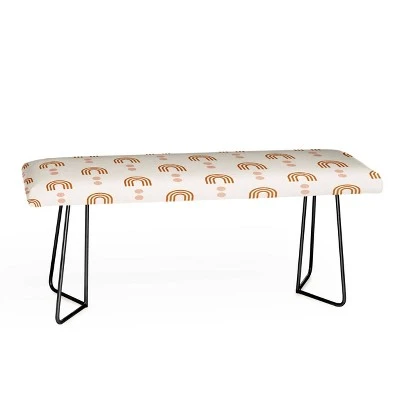 Little Arrow Design Co Aria Orange Geometric Rainbow Bench - Deny Designs Gold 4 Little Arrow Design Co Aria Orange Geometric Rainbow Bench - Deny Designs Gold – Image 2