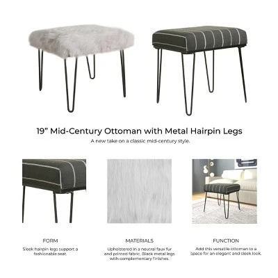 Faux Fur Gray Stool - HomePop 8 Faux Fur Gray Stool - HomePop – Image 6