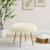 Arlo Faux Fur Stool - Linon Pink -Ottomans Official Shop unnamed file 159