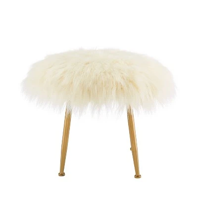 Arlo Faux Fur Stool - Linon Pink 4 Arlo Faux Fur Stool - Linon Pink – Image 2