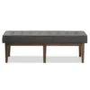 Lucca Mid Century Modern Walnut Wood Fabric Upholstered Button Tufted Bench Dark Gray - Baxton Studio -Ottomans Official Shop unnamed file 1619