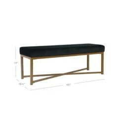 Velvet Rectangle Bench - Black - HomePop