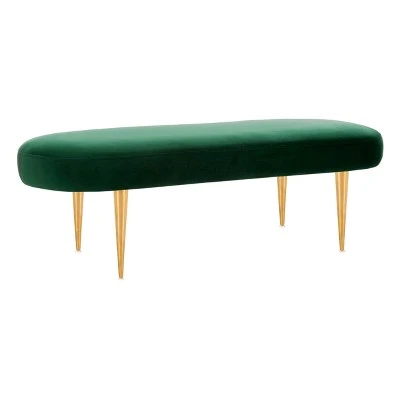 Corinne Velvet Oval Bench Emerald - Safavieh 5 Corinne Velvet Oval Bench Emerald - Safavieh – Image 3