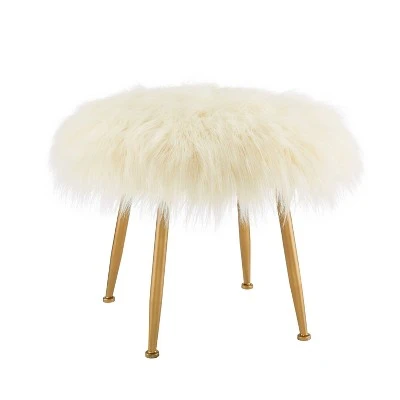 Arlo Faux Fur Stool - Linon Pink 10 Arlo Faux Fur Stool - Linon Pink – Image 8