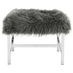 Horace Faux Lamb Square Bench - Safavieh Gray/chrome -Ottomans Official Shop unnamed file 1663