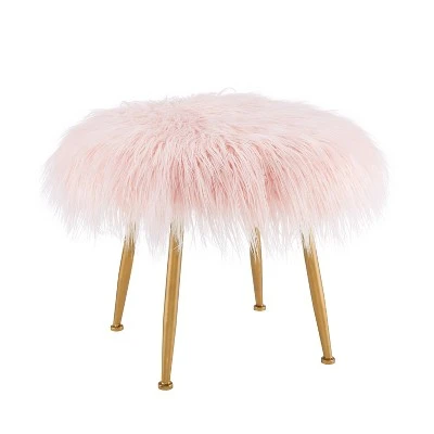 Arlo Faux Fur Stool - Linon Pink 11 Arlo Faux Fur Stool - Linon Pink – Image 9