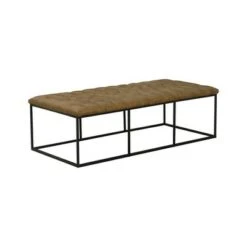 58" Draper Large Bench with Button Tufting Faux Leather Light Brown - HomePop 15 58" Draper Large Bench with Button Tufting Faux Leather Light Brown - HomePop -Ottomans Official Shop unnamed file 1708