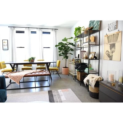 58" Draper Large Bench with Button Tufting Faux Leather Light Brown - HomePop 13 58" Draper Large Bench with Button Tufting Faux Leather Light Brown - HomePop – Image 11