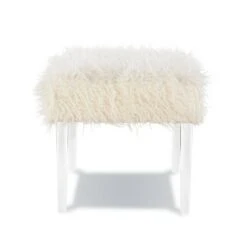 Faux Flokati Acrylic Leg Bench White - Linon -Ottomans Official Shop unnamed file 1726