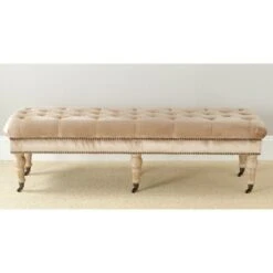 Barney Tufted Bench w/ Brass Nail Heads - Safavieh