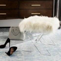 Keely Sheepskin X Bench Clear - Safavieh