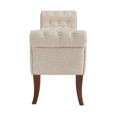 Madison Roll Arm Bench - Linon Natural 5 Madison Roll Arm Bench - Linon Natural – Image 3