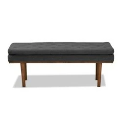 Arne Walnut Finished Bench - Baxton Studio Dark Gray