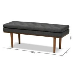 Arne Walnut Finished Bench - Baxton Studio Dark Gray -Ottomans Official Shop unnamed file 1839