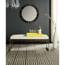 Kitson Bench - Cream/Chrome - Safavieh