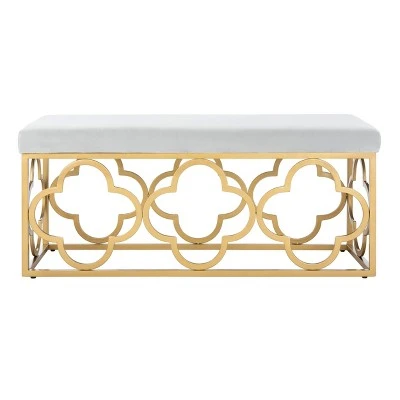 Fleur Rectangle Bench - Safavieh Gray/gold 10 Fleur Rectangle Bench - Safavieh Gray/gold – Image 8