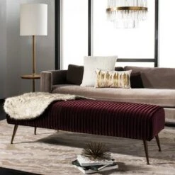 Salome Velvet Bench Cabernet - Safavieh