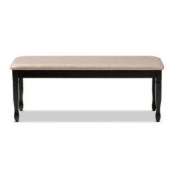 Corey Fabric Upholstered and Wood Dining Bench - Baxton Studio Gray/brown