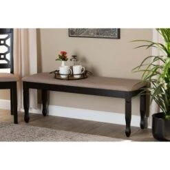 Corey Fabric Upholstered and Wood Dining Bench - Baxton Studio Gray/brown -Ottomans Official Shop unnamed file 1904