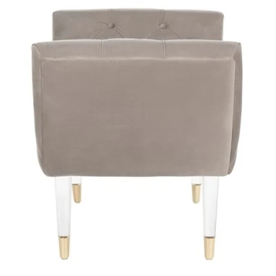 Eugenie Tufted Velvet Acrylic Bench Soft Taupe - Safavieh 4 Eugenie Tufted Velvet Acrylic Bench Soft Taupe - Safavieh – Image 2