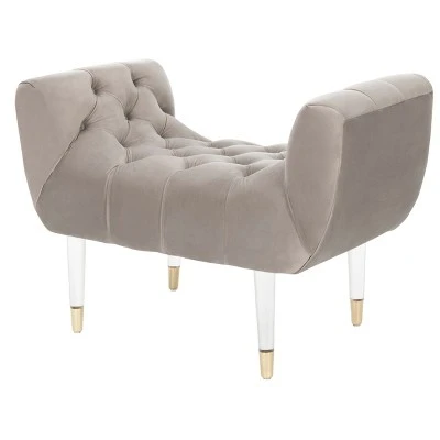 Eugenie Tufted Velvet Acrylic Bench Soft Taupe - Safavieh 6 Eugenie Tufted Velvet Acrylic Bench Soft Taupe - Safavieh – Image 4