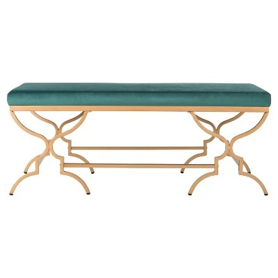 Juliet Rectangular Bench - Safavieh Emerald/gold 11 Juliet Rectangular Bench - Safavieh Emerald/gold – Image 9