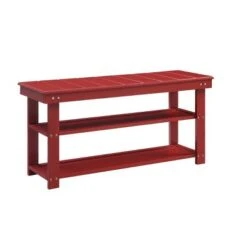 Oxford Utility Mudroom Bench with Shelves - Breighton Home Cranberry Red -Ottomans Official Shop unnamed file 1946