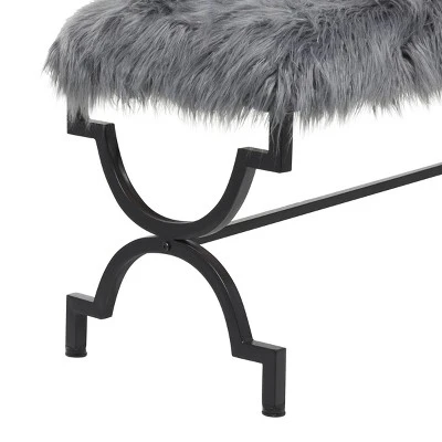 Olivia & May Contemporary Iron Bench Gray - Olivia & May 5 Olivia & May Contemporary Iron Bench Gray - Olivia & May – Image 3