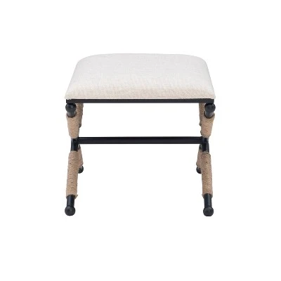 Ashburn Campaign Accent Stool - Linon Buff Beige 5 Ashburn Campaign Accent Stool - Linon Buff Beige – Image 3