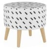 Samantha Round Ottoman with Splayed Legs Charcoal/White Dash - Skyline Furniture