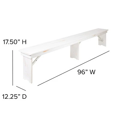 Flash Furniture HERCULES Series 8' x 12'' Solid Pine Folding Farm Bench with 3 Legs 7 Flash Furniture HERCULES Series 8' x 12'' Solid Pine Folding Farm Bench with 3 Legs – Image 5