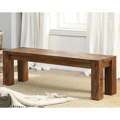 Arsenio Sturdy Wooden Dining Bench Dark Oak - HOMES: Inside + Out 4 Arsenio Sturdy Wooden Dining Bench Dark Oak - HOMES: Inside + Out – Image 2