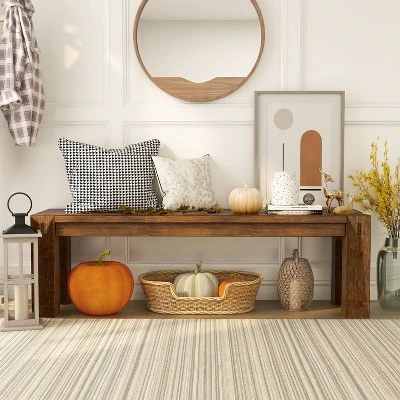 Arsenio Sturdy Wooden Dining Bench Dark Oak - HOMES: Inside + Out 6 Arsenio Sturdy Wooden Dining Bench Dark Oak - HOMES: Inside + Out – Image 4