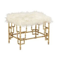 Olivia & May Modern Faux Fur Stool Gold - Olivia & May -Ottomans Official Shop unnamed file 2146