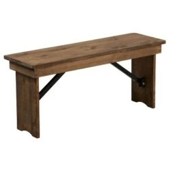 Emma and Oliver 40" x 12" Antique Rustic Solid Pine Folding Farm Bench - Portable Bench -Ottomans Official Shop unnamed file 2159